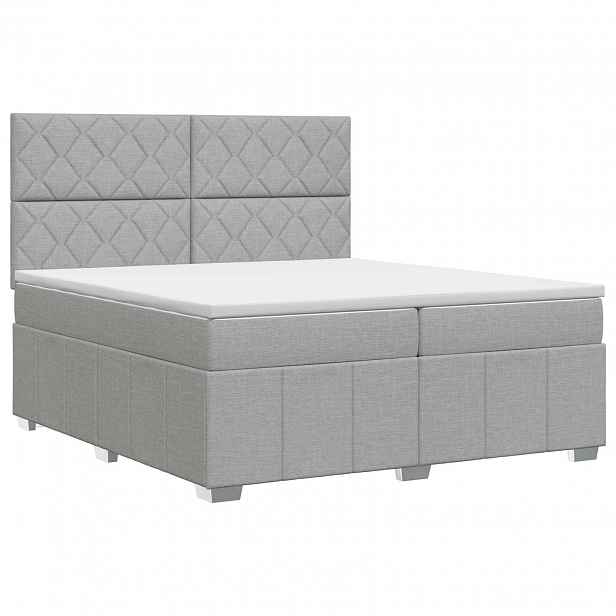 vidaXL Postel boxspring s matrací Světle šedá 200 x 200 cm Textil