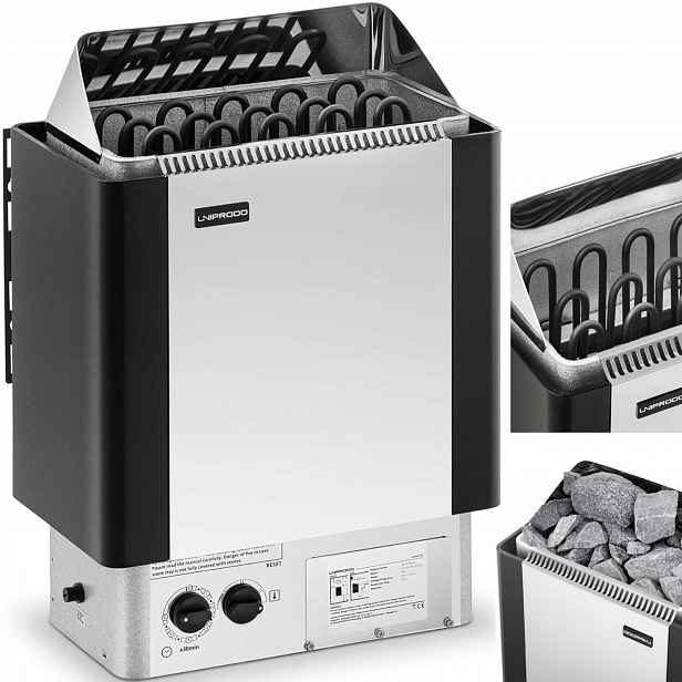 Elektrická kamna Uniprodo 8 kW 8-12 m3 110 °C IPX4 400 V 3N