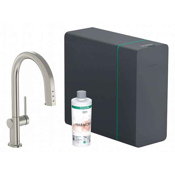 Hansgrohe Aqittura M91 - Dřezová baterie s výsuvnou koncovkou, SodaSystem, sBox lite, nerezová ocel 76838800