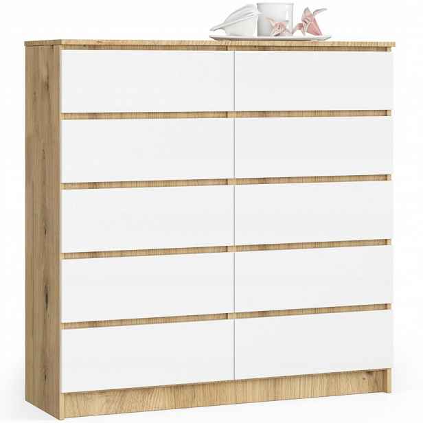 Komoda skříňka K120 10 zásuvek artisan-bílá Akd