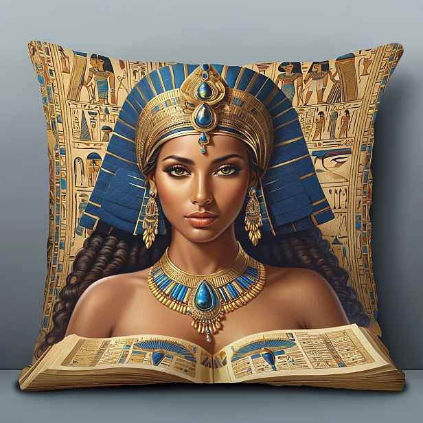 TEMU 1 ks, Polštářový povlak s starověkého - Živý portrét starověkého egyptského oděvu, 18x18 palců, Krátký plyš z polyesterového vlákna, Pratelné v