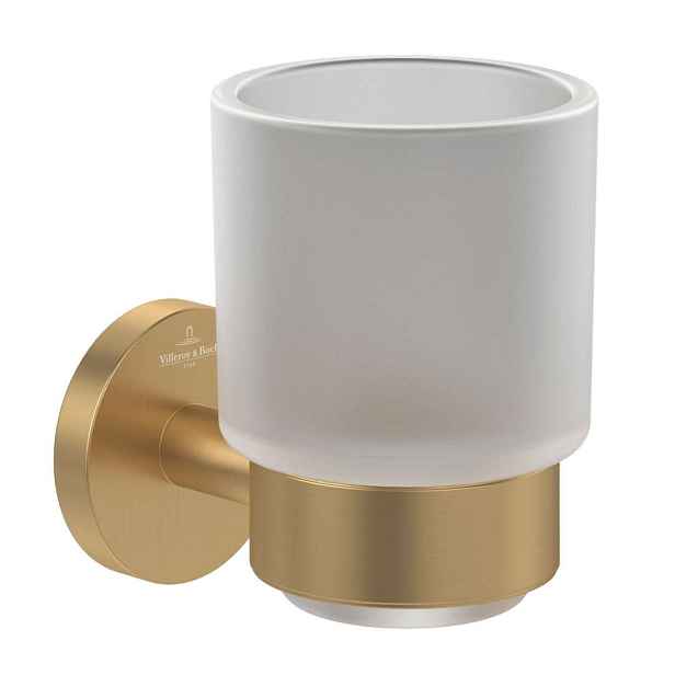 Villeroy & Boch Elements Tender - Držák kartáčků a pasty, sklo/kartáčované zlato TVA15101800076