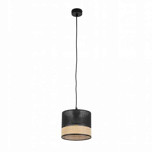 Závěsná lampa Paglia Černá Boho Abažur 1xE27 20 cm Stropní Svítidlo Pokoj Dům