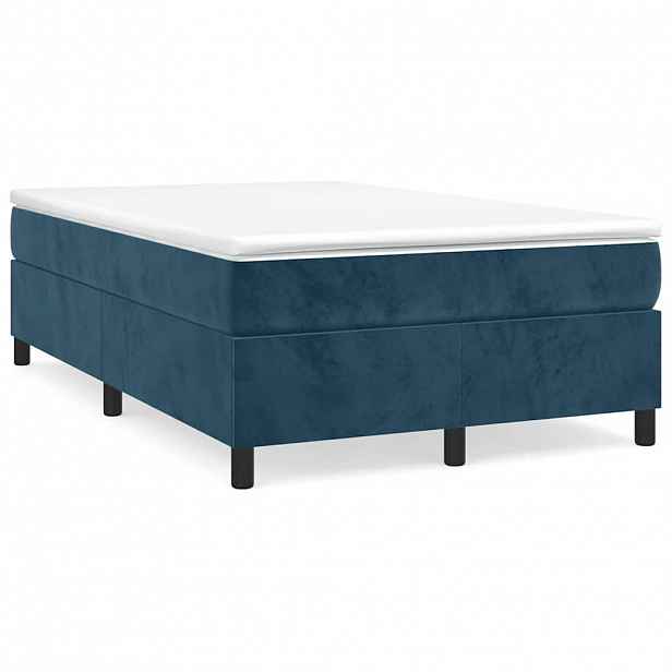 vidaXL Box spring postel s matrací tmavě modrá 120x190 cm samet
