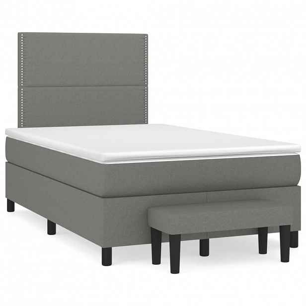 vidaXL Box spring postel s matrací tmavě šedá 120x200 cm textil