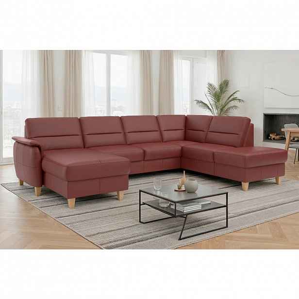 Sit & More SEDACÍ SOUPRAVA, textil, kůže, červenohnědá