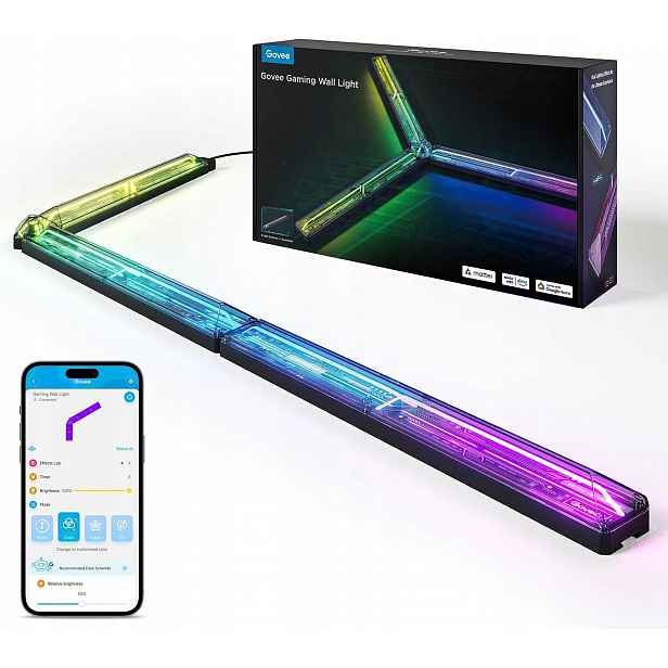 Led nástěnná lampa Gaming Glide s tvary a barvami, 60+ efektů