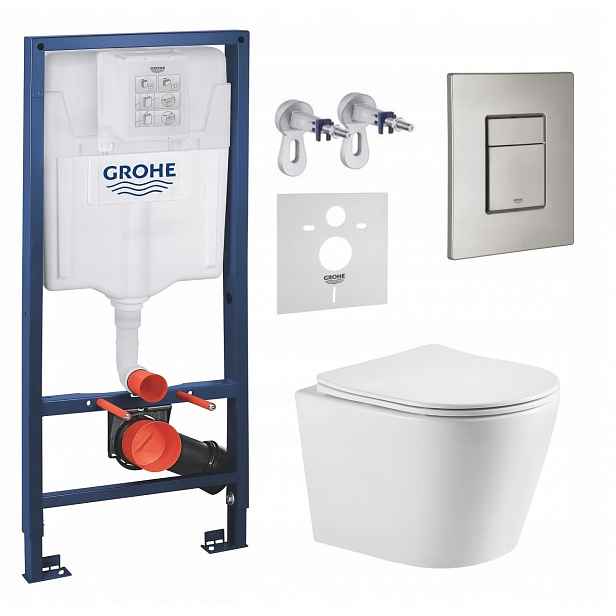 Podomítkový Wc set Grohe s mísou Elanta a tlačítkem nerezová ocel matná