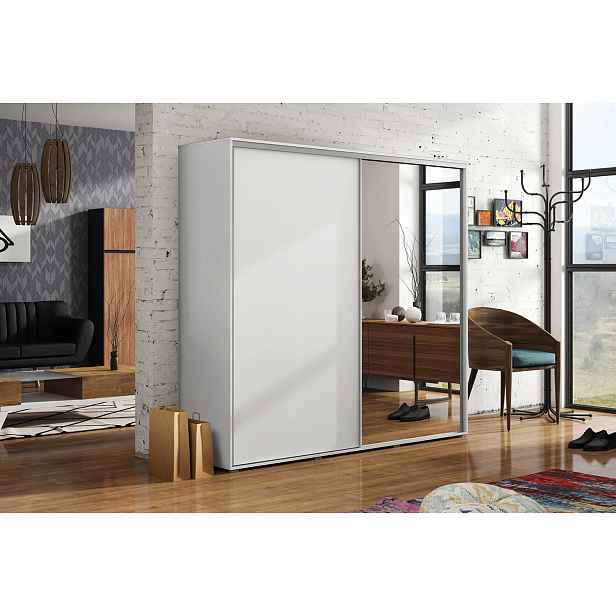 Šatní skříň Ska A20 XL Barva korpusu: Bílá, Rozměry: 200 cm, Dveře: Bílé