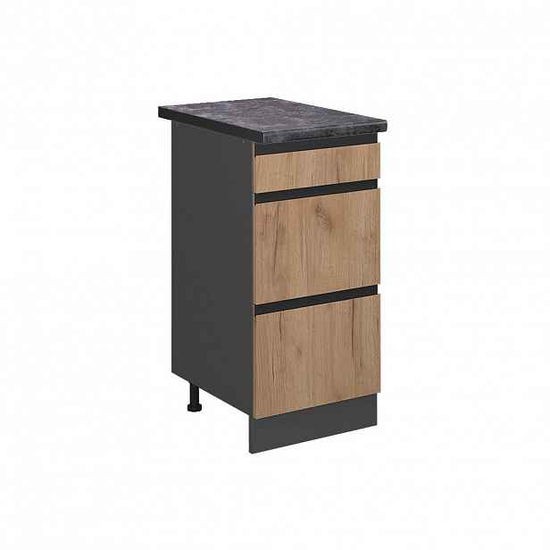 Vicco SPODNÍ SKŘÍŇKA KUCHYŇSKÉ LINKY R-Line Zlatý mocný dub 40 cm se zásuvkami, PD Antracit