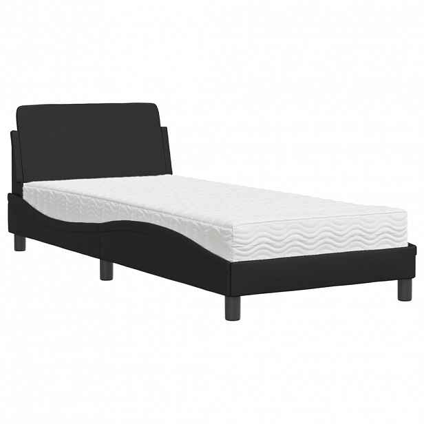 vidaXL Postel s matrací Dover černá 90 x 190 cm umělá kůže