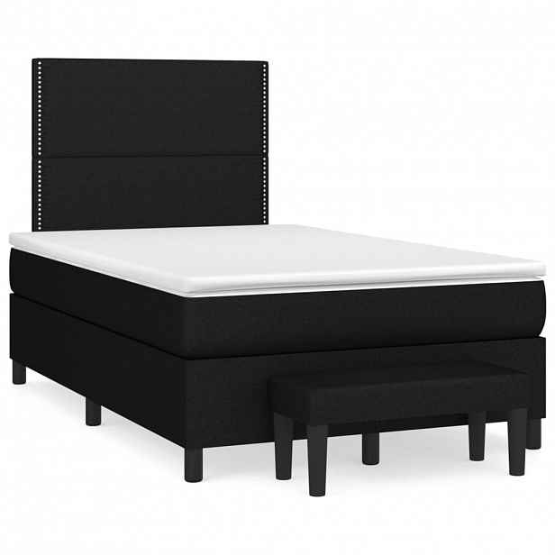 vidaXL Box spring postel s matrací černá 120x200 cm textil