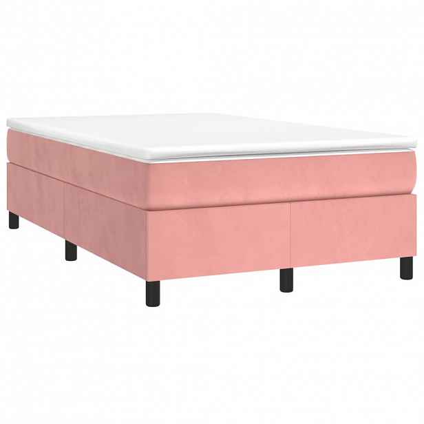 vidaXL Box spring postel s matrací růžová 120x190 cm samet