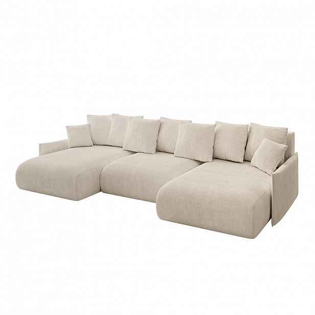 ALTDECOR SEDACÍ SOUPRAVA s funkcí lůžka a úložným prostorem ONESK-U-v1 317x177x72 béžový manšestr