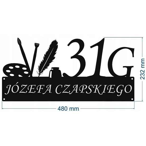 Číslo Na Dům 80 cm Tabule Adresa Ocel 2 mm ul. Czapskiego