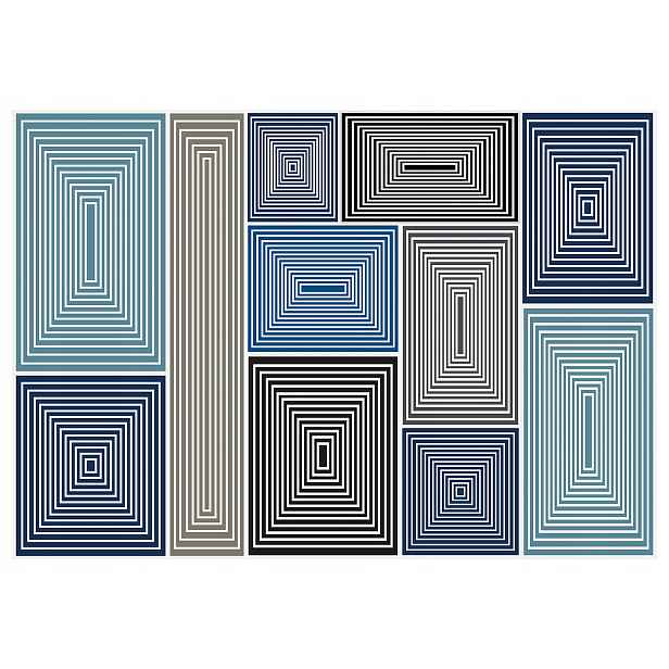 Fototapeta Geometrie 3D Abstrakce Iluze Šedo-modrá 416x290 lepidlo
