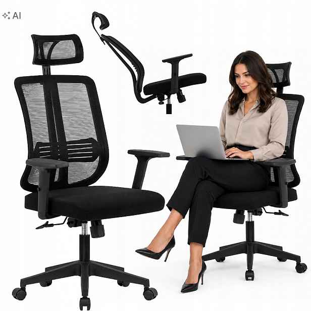 Kancelářské křeslo Ventilované Ergonomické Etna Nastavitelné Pohodlné Do Kanceláře