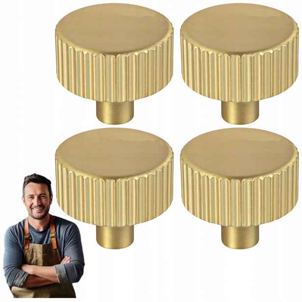 Nábytková Úchytka Eltin kulatý knoflík 30 mm Zlatý rýhovaný, zlatý mat 4ks