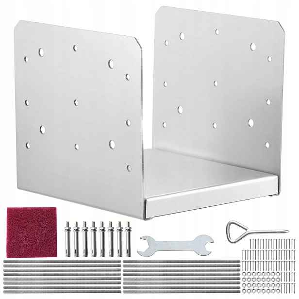 Regulovatelná základna sloupku 203 x 203 mm nerezová ocel 4 ks pro terasu