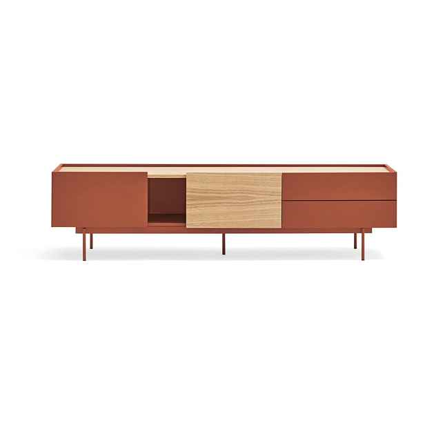 TV stolek v dekoru dubu v cihlovo-přírodní barvě 180x45 cm Otto – Teulat