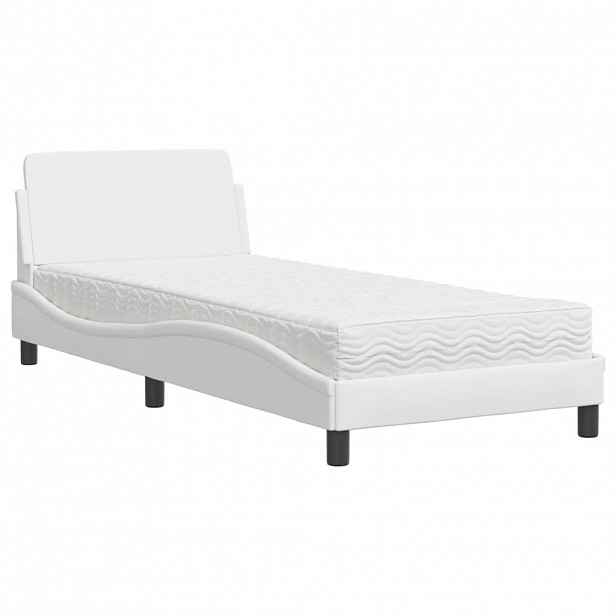 vidaXL Postel s matrací Dover bílá 90 x 190 cm umělá kůže