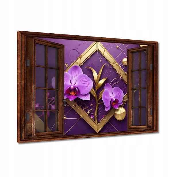 Obrazy 120x80 Fialové orchideje a zlato