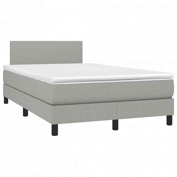 vidaXL Box spring postel s matrací světle šedá 120x190 cm textil