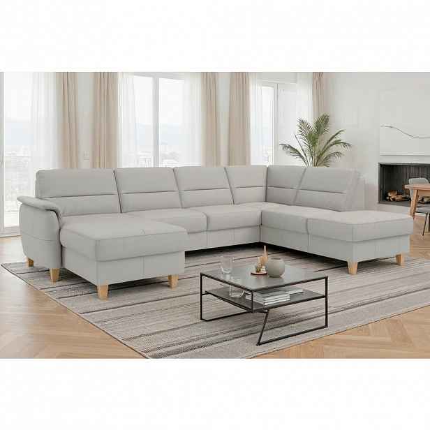 Sit & More SEDACÍ SOUPRAVA, textil, kůže, světle šedá