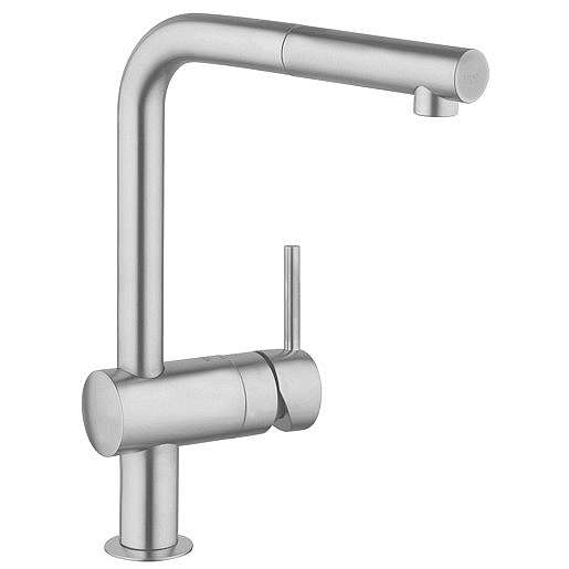 Dřezová baterie Grohe Minta s vytahovací sprškou supersteel 32168DC0