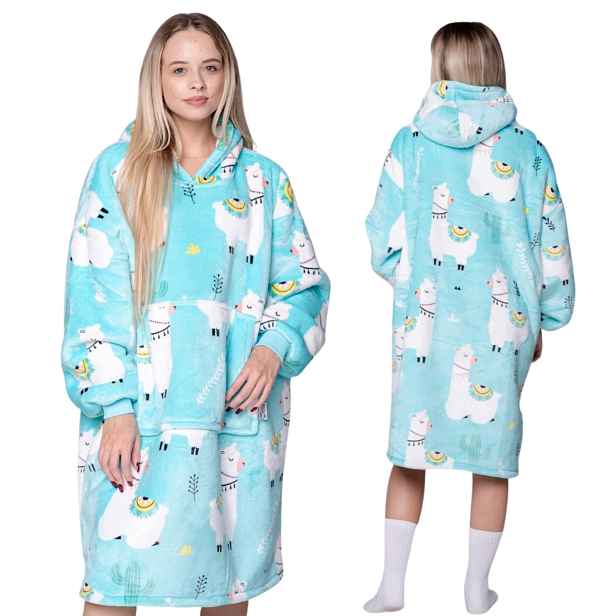 Koc oversize mikina Tlustá Mikinová Deka 2v1 XXL Vzor Lamy Dárek Bluzo Deka