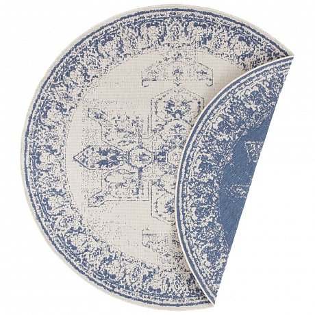 Modro-krémový venkovní koberec Bougari Borbon, ø 140 cm