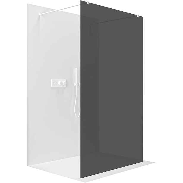Sprchová zástěna Walk-in Onyx Duo L/P - 8 mm - hranatá vzpěra - bílá matná, grafitové sklo - 80x200 cm