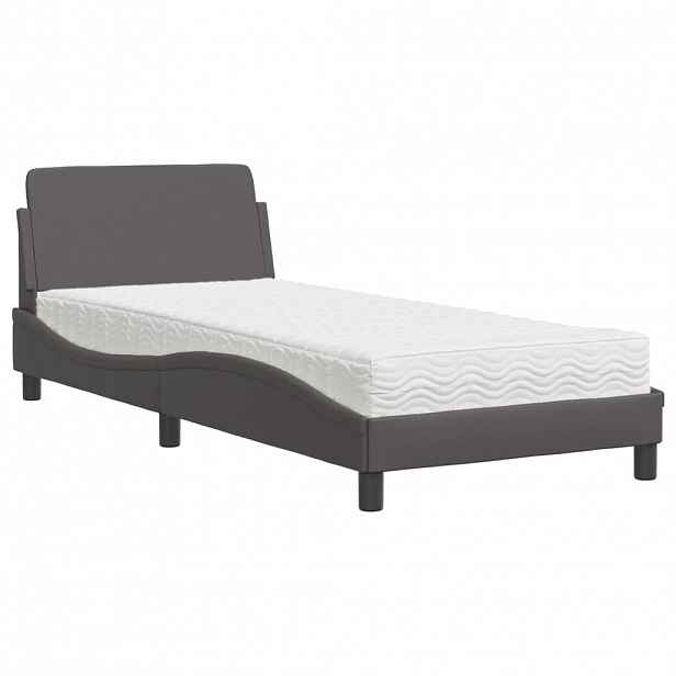 vidaXL Postel s matrací Dover šedá 90 x 190 cm umělá kůže