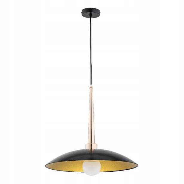 Závěsná lampa černá zlatá skleněná kopule do obývacího pokoje jídelny 48 cm Alfa