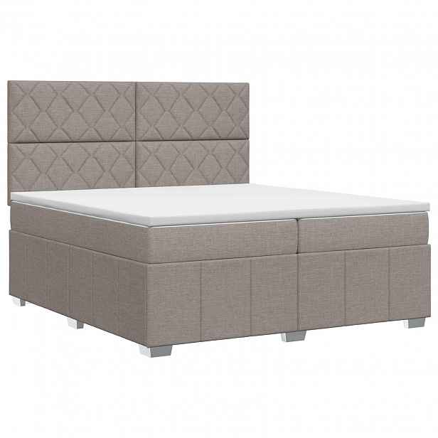 vidaXL Postel boxspring s matrací s čelo Taupe 200 x 200 cm Textil