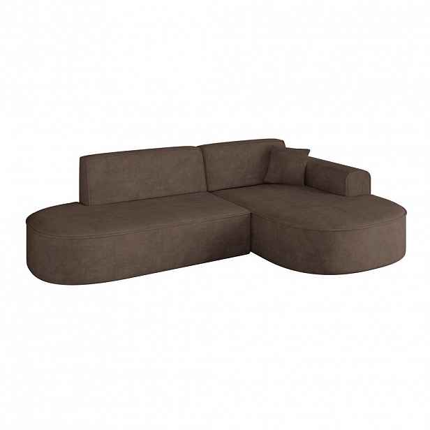 ALTDECOR ROHOVÁ SEDACÍ SOUPRAVA s otomanem vpravo MARI-L1 – 243 × 171 × 79 cm, hnědá barva, velur
