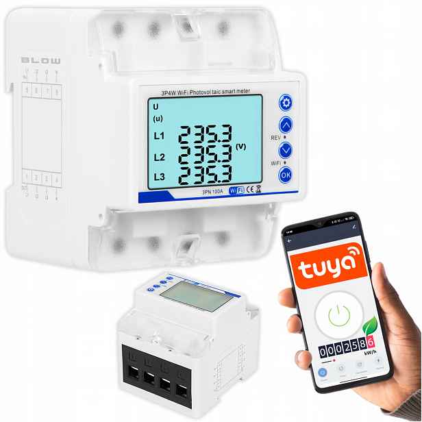 Inteligentní 3FÁZOVÝ Měřič 100A Wifi Tuya Proudová Lišta 2 Směrová Pv 400V