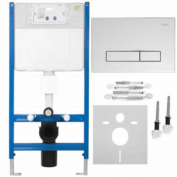 Podomítková Nádržka Wc Stojan Rea K011A-Q 3/6 L S Tlačítkem Hd Chrom Komplet