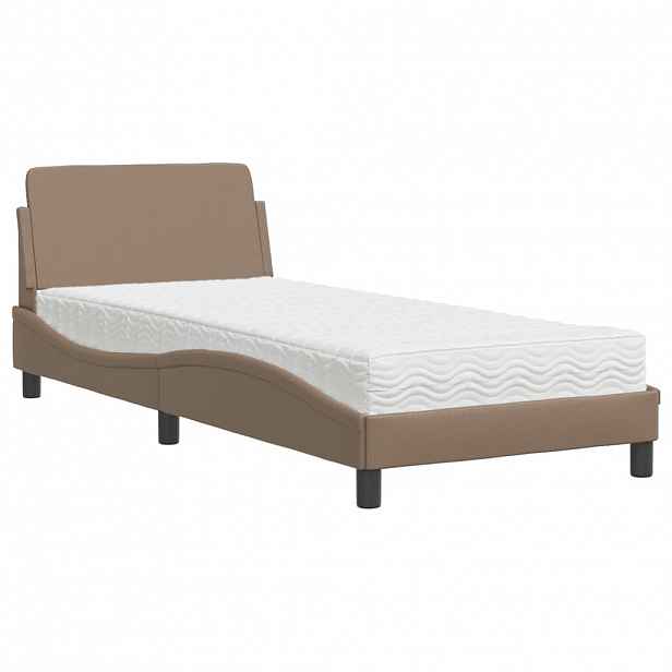 vidaXL Postel s matrací Dover cappuccino 90 x 190 cm umělá kůže