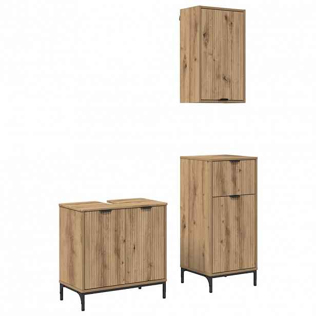 vidaXL Sada koupelnového nábytku 3 ks Artisanový dub 39,5 x 36 x 88 cm