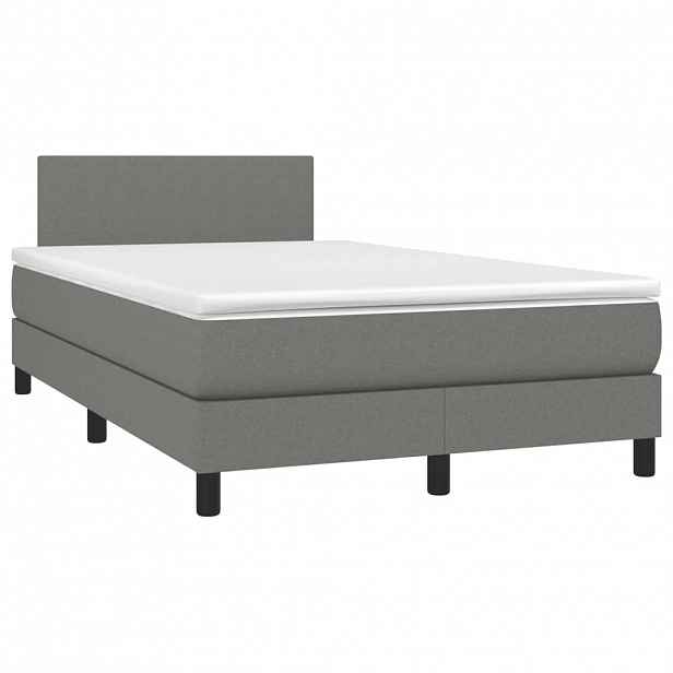 vidaXL Box spring postel s matrací tmavě šedá 120x190 cm textil