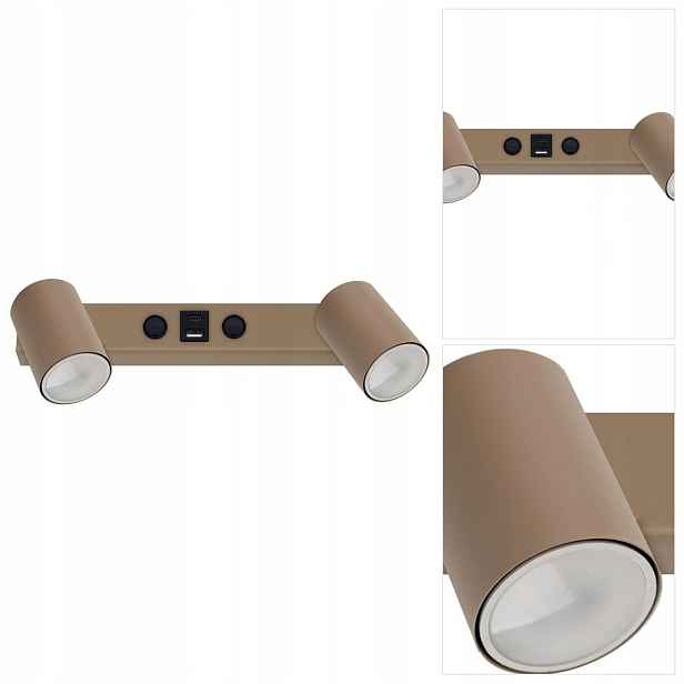Béžová nástěnná lampa Nex Sabia s Usb loftovými reflektory nad psací stůl Tk Lighting
