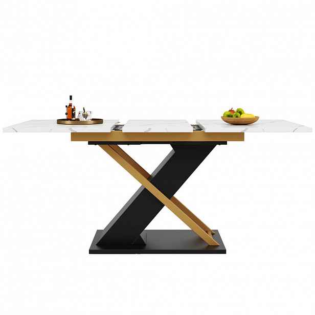 Modfu JÍDELNÍ stůl 160x80x75.4 cm černý z MDF a kovu rozkládací