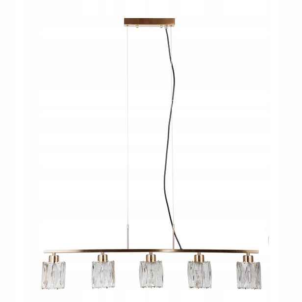 Pendelová lampa Simona Zlatá Křišťálová 5 zdrojů E14 40W Nastavitelná Italux