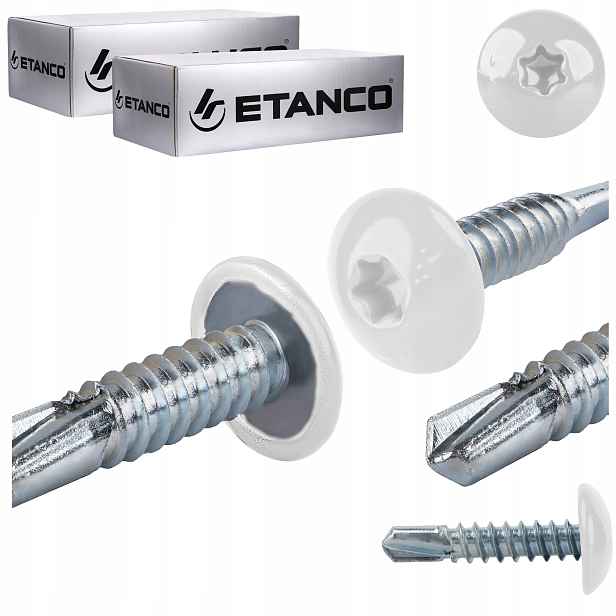 Šrouby do kovu Torx 3 mm 4,8x22 mm Ral 9010 1000 ks Etanco GT3 Ph