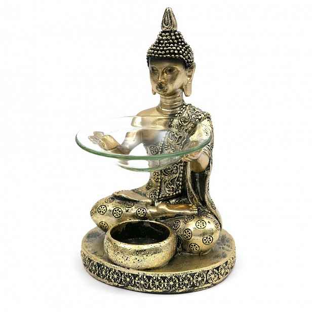 Svícen Buddha Zlatý 20 cm Aromalampa