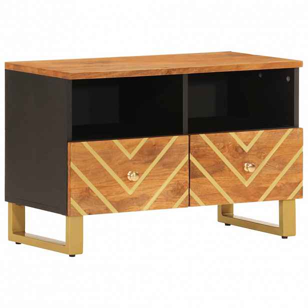 vidaXL TV skříňka hnědá a černá 70 x 33,5 x 46 cm masivní mangovník