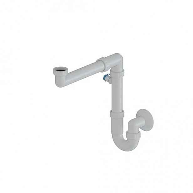 Dřezový sifon MULTI 6/4"x40 s odbočkou úsporný bílý DREZSIFON6440SLIM