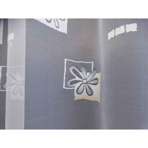 Mg Záclona 125/809 Bílé květy Béžová modrá 250x250 cm Hotová S Páskou M