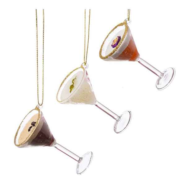 Skleněné vánoční ozdoby v sadě 3 ks 15,5 cm Martini Cocktail – Sass & Belle